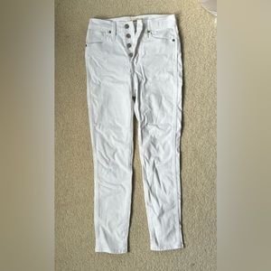 Madewell 10” High-Rise Skinny Crop White Button Jeans